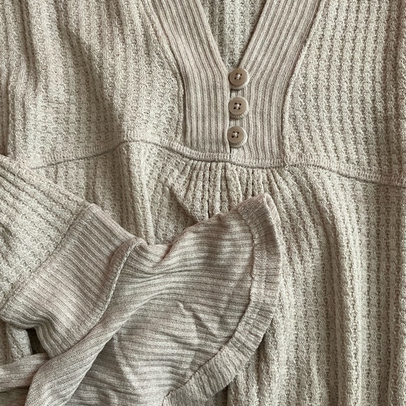 FREE PEOPLE OATMEAL OLIVIA HENLEY WAFFLE TUNIC TOP - Picture 9 of 9